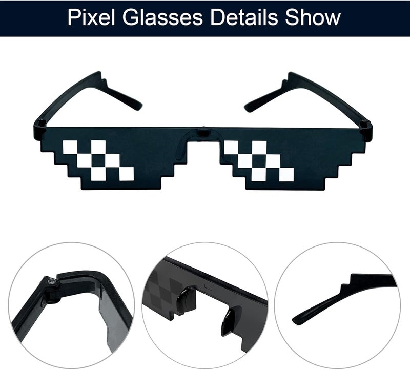 Lorigun Thug Life Glasses Pixel Sunglasses for Party, Deal with it Glasses Bachelor Party Decor - Image 3